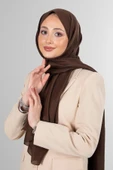 İSTANBULSTYLEMODA Janjan Trend Parlak Saten Dokulu Abiye Jan Jan Şifon Işıl Şal Çıkolata Kahve Rengi 185 X 70 Şal2315 thumbnail 5