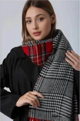 FLORA TEKSTİL Kırmızı Çift Taraflı Ekose Desenli Atkı - Şal 70x185 Cm AŞK2373 thumbnail 1