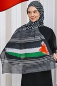 İSTANBULSTYLEMODA Unisex Günlük Kullanıma Uygun Puşi Siyah Şal Kefiye Filistin Bayrak Fular Afl2364 thumbnail 1