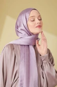 İSTANBULSTYLEMODA Janjan Trend Parlak Saten Dokulu Abiye Şifon Işıl Jan Jan Şal Lila 185 X 70 Şal2315 thumbnail 2