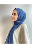 İSTANBULSTYLEMODA Kaliteli Likralı Peneye Şal Mavi 180x75 Şal2305 thumbnail 2