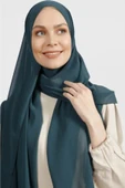 İSTANBULSTYLEMODA Krep Şifon Şal Açık Petrol 210x 75 Flr241433 thumbnail 2