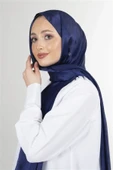 İSTANBULSTYLEMODA Janjan Trend Parlak Saten Dokulu Abiye Şifon Işıl Şal Lacivert 185 X 70 Şal2315 thumbnail 7