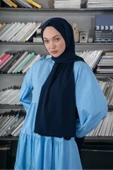 İSTANBULSTYLEMODA Kaliteli Medine Ipeği Şal Lacivert 190 X70 Sal2306 thumbnail 2