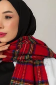 FLORA TEKSTİL Kırmızı Çift Taraflı Ekose Desenli Atkı - Şal 70x185 Cm AŞK2373 thumbnail 4