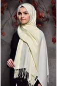 İSTANBULSTYLEMODA Paşmina Şal Ekru 190x70 Şal2313 thumbnail 1