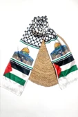 İSTANBULSTYLEMODA Kaliteli Filistin Bayraklı Atkı Şal Fular one size AFL2363 thumbnail 2