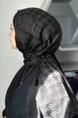 FLORA TEKSTİL Kazayağı Desen Ipeksi Siyah Jakar Şal - Abiye Şal 180x 70 Jkr24147 thumbnail 3