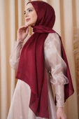 İSTANBULSTYLEMODA Janjan Trend Parlak Saten Dokulu Abiye Şifon Işıl Şal BORDO 185 X 70 thumbnail 1