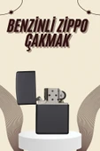 Çakmak Parlak Siyah Zippo Benzinli Çakmak Cep Boy Doldurulabilir thumbnail 1