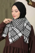İSTANBULSTYLEMODA Pamuklu Puşi , Poşu, Kefiye Beyaz Şal 100x100 Afl2364 thumbnail 2