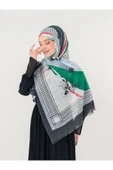 İSTANBULSTYLEMODA Filistin Şal Kefiye Zaytin Ve Filistin Bayrak Baskılı Kareli Kadın Şal Afl2364 thumbnail 7