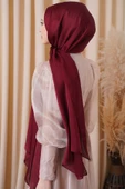 İSTANBULSTYLEMODA Janjan Trend Parlak Saten Dokulu Abiye Şifon Işıl Şal BORDO 185 X 70 thumbnail 2