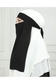 FLORA TEKSTİL Tesettür Medine İpeği GÖZLÜ PEÇE NiKAB ŞAL  40 cm * 45 cm PEC242709 thumbnail 2