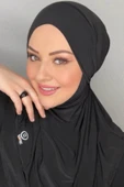 İSTANBULSTYLEMODA Tesettür Jilba Şal Peçe Içi Boneli Sandy Siyah Model Hbs3503 thumbnail 1