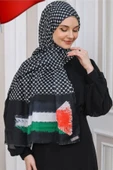 İSTANBULSTYLEMODA Unisex Günlük Kullanıma Uygun Puşi Siyah Şal Kefiye Filistin Bayrak Fular Afl2364 thumbnail 2
