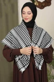 İSTANBULSTYLEMODA Pamuklu Puşi , Poşu, Kefiye Beyaz Şal 100x100 Afl2364 thumbnail 1