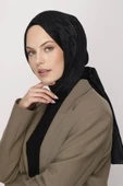 FLORA TEKSTİL Kazayağı Desen Ipeksi Siyah Jakar Şal - Abiye Şal 180x 70 Jkr24147 thumbnail 5