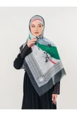 İSTANBULSTYLEMODA Filistin Şal Kefiye Zaytin Ve Filistin Bayrak Baskılı Kareli Kadın Şal Afl2364 thumbnail 6