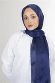 İSTANBULSTYLEMODA Janjan Trend Parlak Saten Dokulu Abiye Şifon Işıl Şal Lacivert 185 X 70 Şal2315 thumbnail 3