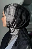 FLORA TEKSTİL Kazayağı Desen Ipeksi Siyah Jakar Şal - Abiye Şal 180x 70 Jkr24147 thumbnail 4