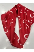 İSTANBULSTYLEMODA Kırmızı Ay Yıldız Türk Bayrağı Temalı Pamuk Kumaş Fular - Bandana - 23 Nisan, 29 Ekim, 19 Mayıs thumbnail 4
