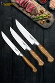 Hand Craft Mutfak Bıçak Seti Et Ekmek Sebze Salata Bıçağı 3 Lü Set HDS-31 thumbnail 1