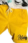 Erkek Çocuk Renkli Yazılar ve Karakter Baskılı Sarı Şortlu Takım thumbnail 4