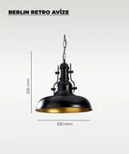 Berlin Retro Avize Siyah / Metal - E27 Duylu thumbnail 3