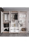 AYMOBSAN Bianca 6 Kapılı 2 Çekmeceli Gardrop Geniş Dolap & Elbise Dolabı Atlantik Çam & Beyaz thumbnail 2