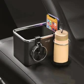 Polosmart SP109 Araç İçi Düzenleyici 2’li Bardaklık ve Telefon Tutucu Organizer Siyah thumbnail 2