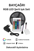 RGB LED Şerit Işık Seti 5 Metre – 16 Renk Uzaktan Kumandalı, Adaptör Dahil, Dekoratif Aydınlatma thumbnail 1