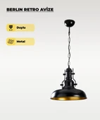 Berlin Retro Avize Siyah / Metal - E27 Duylu thumbnail 1