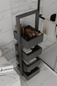 AYMOBSAN Multi Çok Amaçlı Banyo Rafı, Mutfak Rafı, Sepetli Çok Amaçlı Raf, 4 Raflı 120 CM thumbnail 3