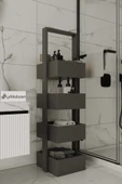 AYMOBSAN Multi Çok Amaçlı Banyo Rafı, Mutfak Rafı, Sepetli Çok Amaçlı Raf, 4 Raflı 120 CM thumbnail 1