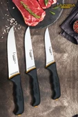 Platinum Serisi Mutfak Bıçak Seti Et Ekmek Sebze Salata Börek Şef Bıçağı 3 Lü Set HDS-55 thumbnail 1
