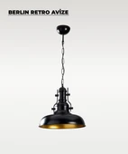 Berlin Retro Avize Siyah / Metal - E27 Duylu thumbnail 2