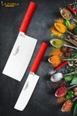 Asia Serisi Mutfak Bıçak Seti Et Ekmek Sebze Salata Börek Uzakdoğu Şef Bıçağı 2 Li Set HDS-25 thumbnail 1