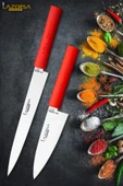 Asia Serisi Mutfak Bıçak Seti Et Ekmek Sebze Salata Suşi Sivri Şef Bıçağı 2 Li Set HDS-27 thumbnail 1