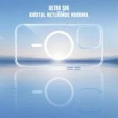 Cisteen Apple iPhone 16 Pro Max uyumlu Magsafe Şarj Özellikli Şeffaf Sert PC SARARMAZ Telefon Kılıfı  thumbnail 5