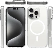 Cisteen Apple iPhone 13 Pro uyumlu Magsafe Şarj Özellikli Şeffaf Sert PC SARARMAZ Telefon Kılıfı  thumbnail 2