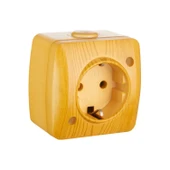 Sıva Üstü Kayın Ahşap Renkli Topraklı Priz Elbi / Alsu thumbnail 1