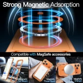 Cisteen Apple iPhone 17 Pro Max KozmikTuruncu uyumlu Magsafe Özellikli Şeffaf Sert PC SARARMAZ Kılıf thumbnail 2