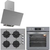 Silverline Gri Cam Ankastre Set BO65P4S01-CS5700E6S01-3481 Flam Gri (Buhar ve Airfryer Özellikli Fırın) thumbnail 1