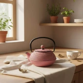 Taşev Linden Sümbül 750 ml Döküm Demlik Pembe thumbnail 2