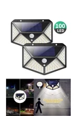 2 Adet Solar Güneş Enerjili Hareket Sensörlü Duvar Lambası Bahçe Lambası 100 Ledli Su Geçirmez thumbnail 1