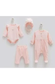 Caramell %100 Pamuk Tiny Lace Body 4'lü Set 56-62 cm 1-3 Ay Pembe CRML.PMB.ZK1912 thumbnail 2