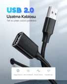 UGREEN USB 2.0 Uzatma Kablosu Siyah 5 Metre, 10318 thumbnail 3