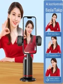 360 Yüz Takipli RGB Işıklı Profesyonel Gimbal Tripod Telefon Sabitleyici Fotoğraf Video thumbnail 6