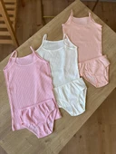 Beyaz Pamuklu Kız Çocuk Askılı Atlet Külot Seti thumbnail 1